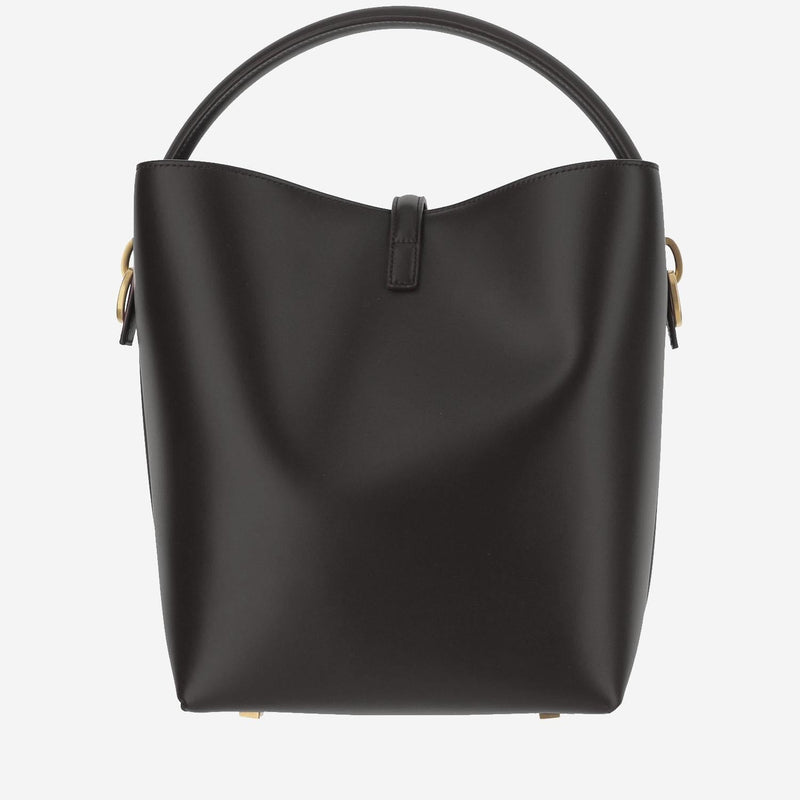 Saint Laurent Glossy Leather Shoulder Bag — Black