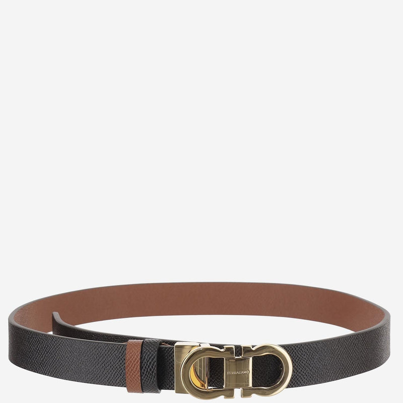 Ferragamo Leather Color-Block Belt — Black