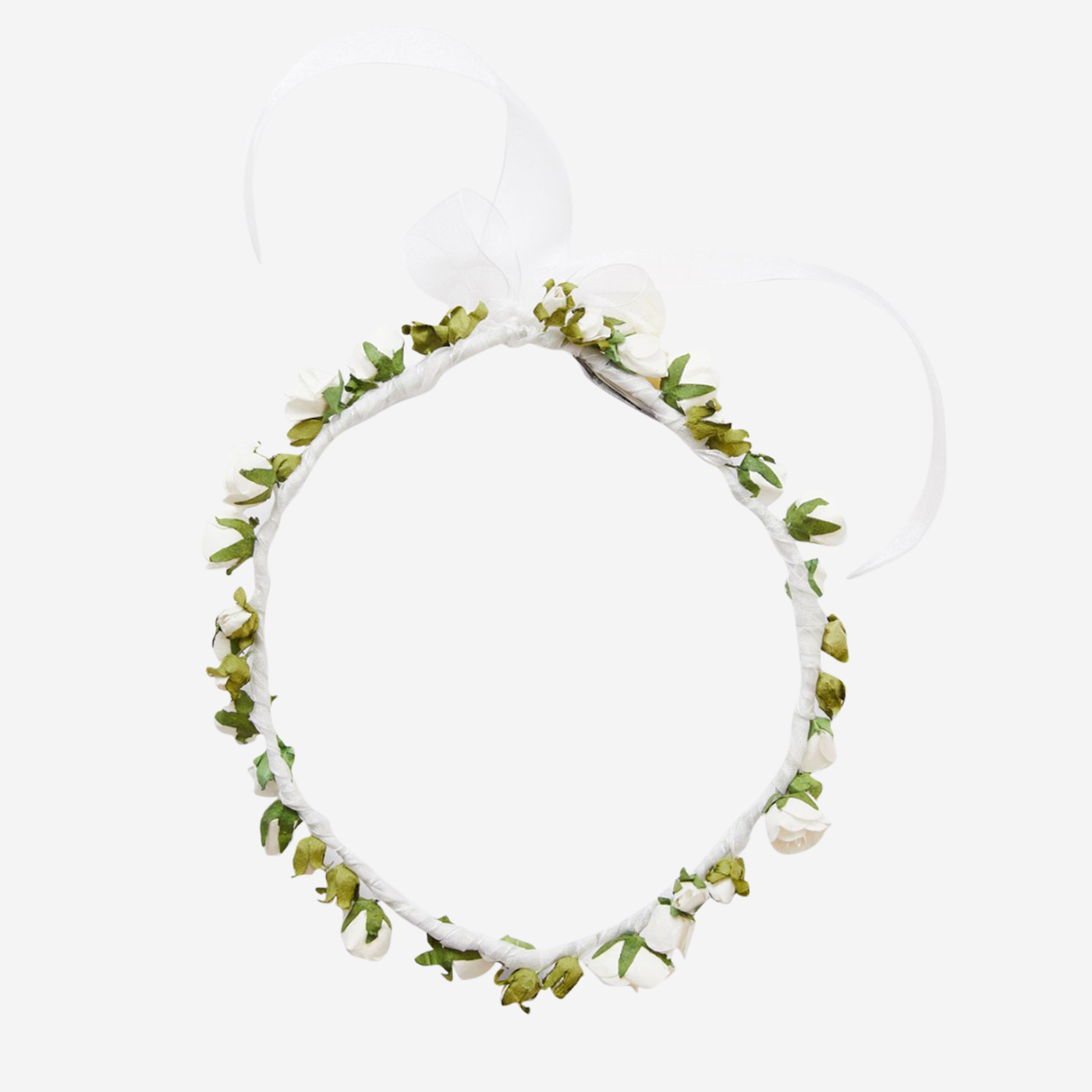 Il Gufo Floral Embossed Headband — White Polyester Headbands