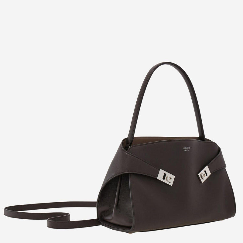 Ferragamo Hug Shoulder Bag — Brown Leather