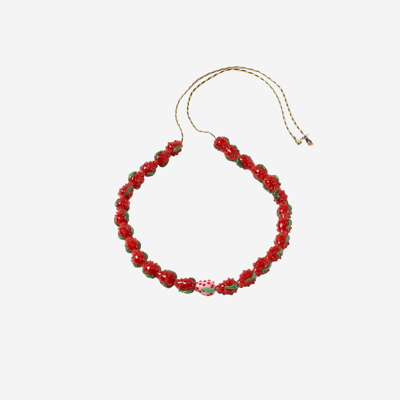 Sorbet Island Strawberry-Shaped Glass Bead Necklace — Multicolor Necklaces