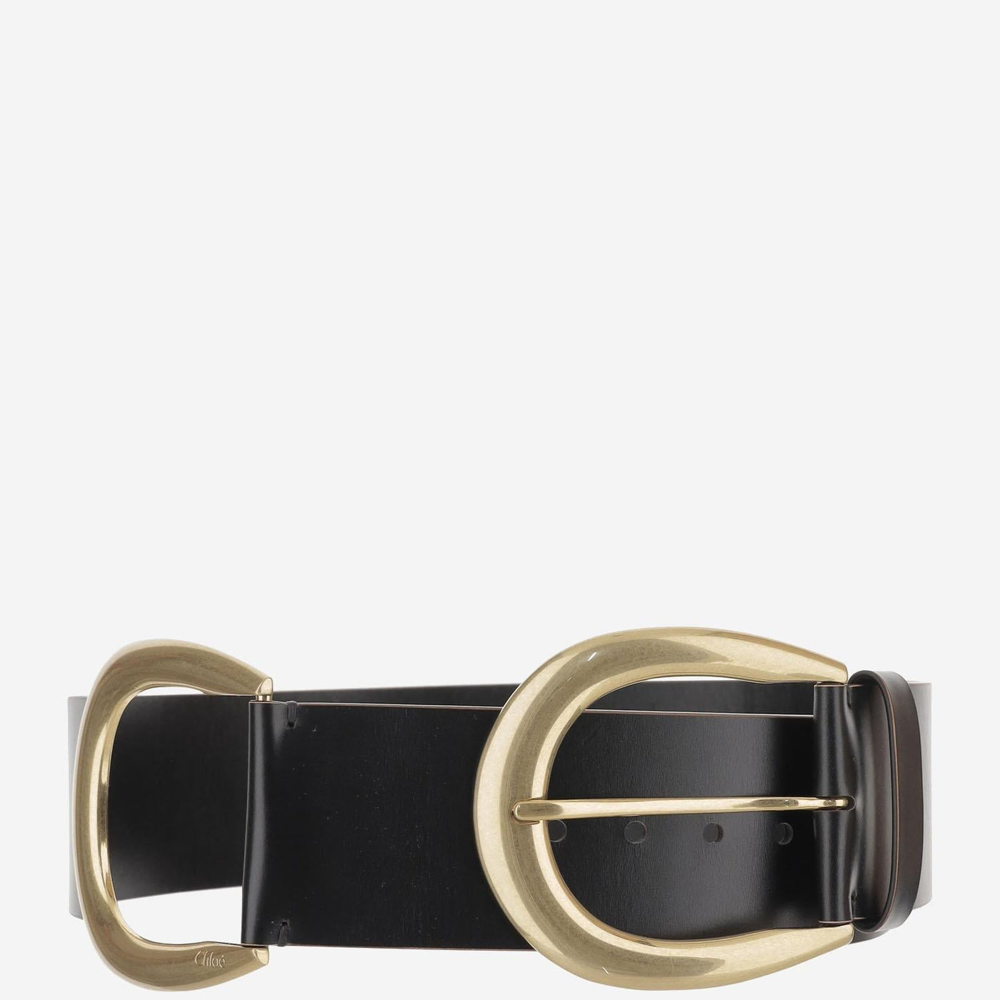 Chloé Calfskin Leather With Gold-Plated Brass Buckles Belt — Black