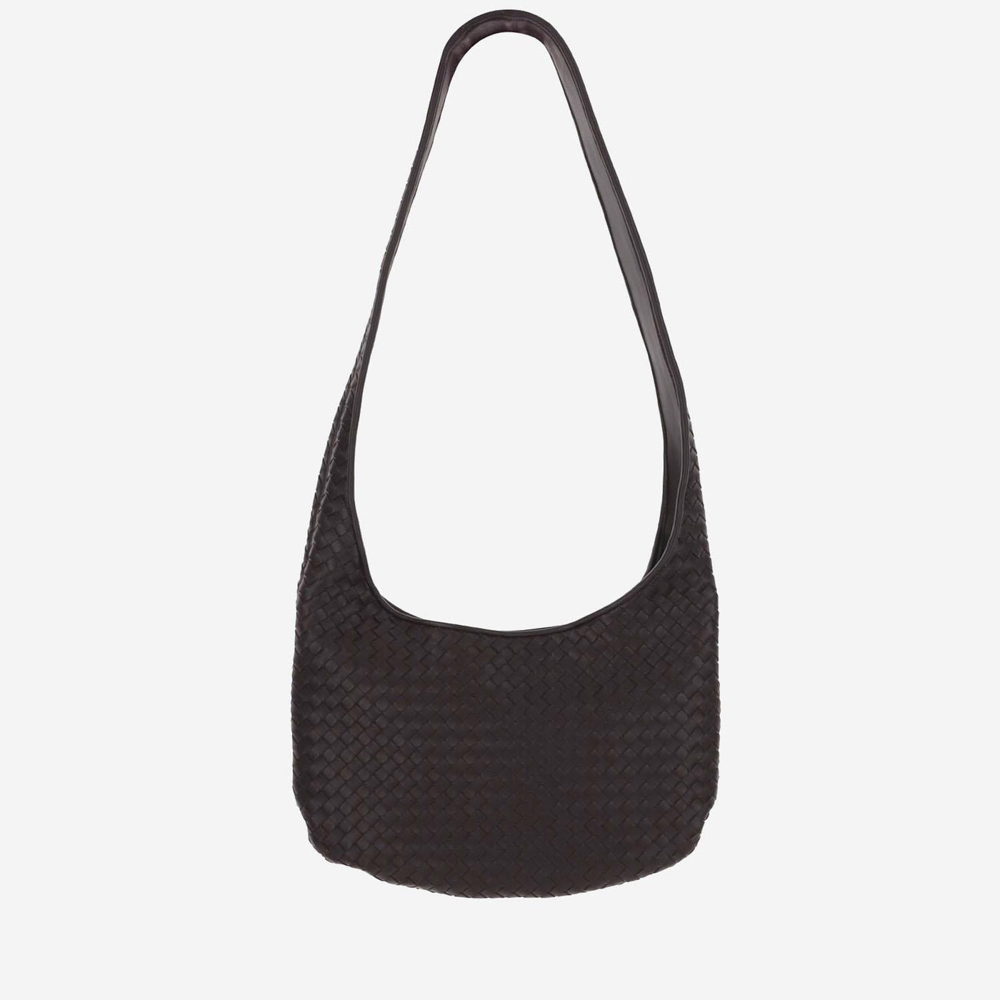 Bottega Veneta Intricately Woven Leather Shoulder Bag — Brown