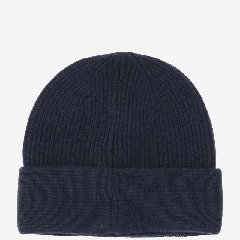 Autry Acsu498y Wool Blend Ribbed Beanie — Navy Polyacrylic Beanies