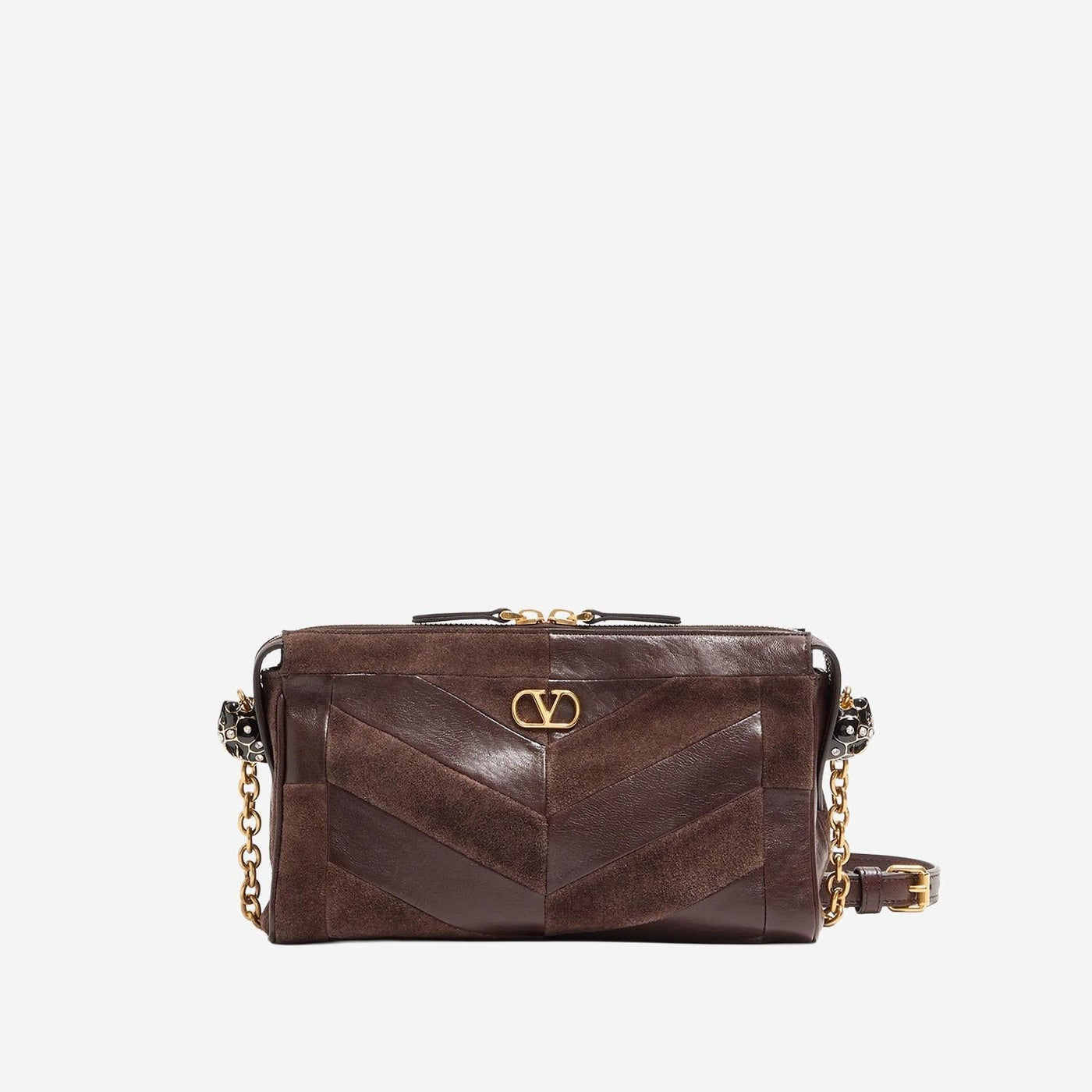 Valentino Garavani Panthea Shoulder Bag — Brown Leather