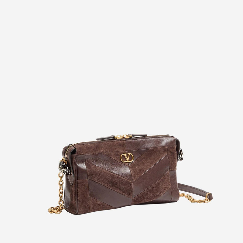Valentino Garavani Panthea Shoulder Bag — Brown Leather