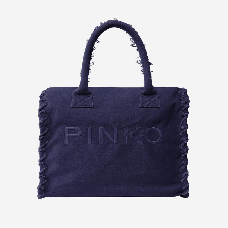 Pinko Logo-Embroidered Cotton Tote Bag — Purple