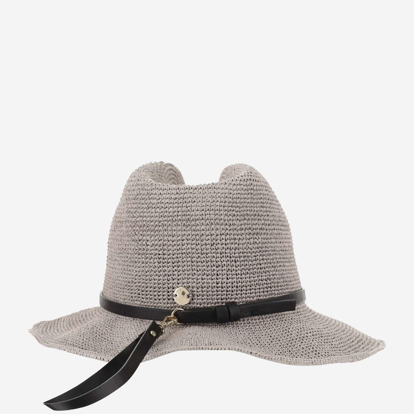Filippo Catarzi Cat35 Paper Straw With Logo Charm Sun Hat — Gray