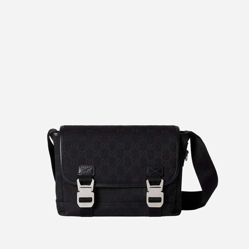 Gucci Gg Monogram Fabric Shoulder Bag — Black