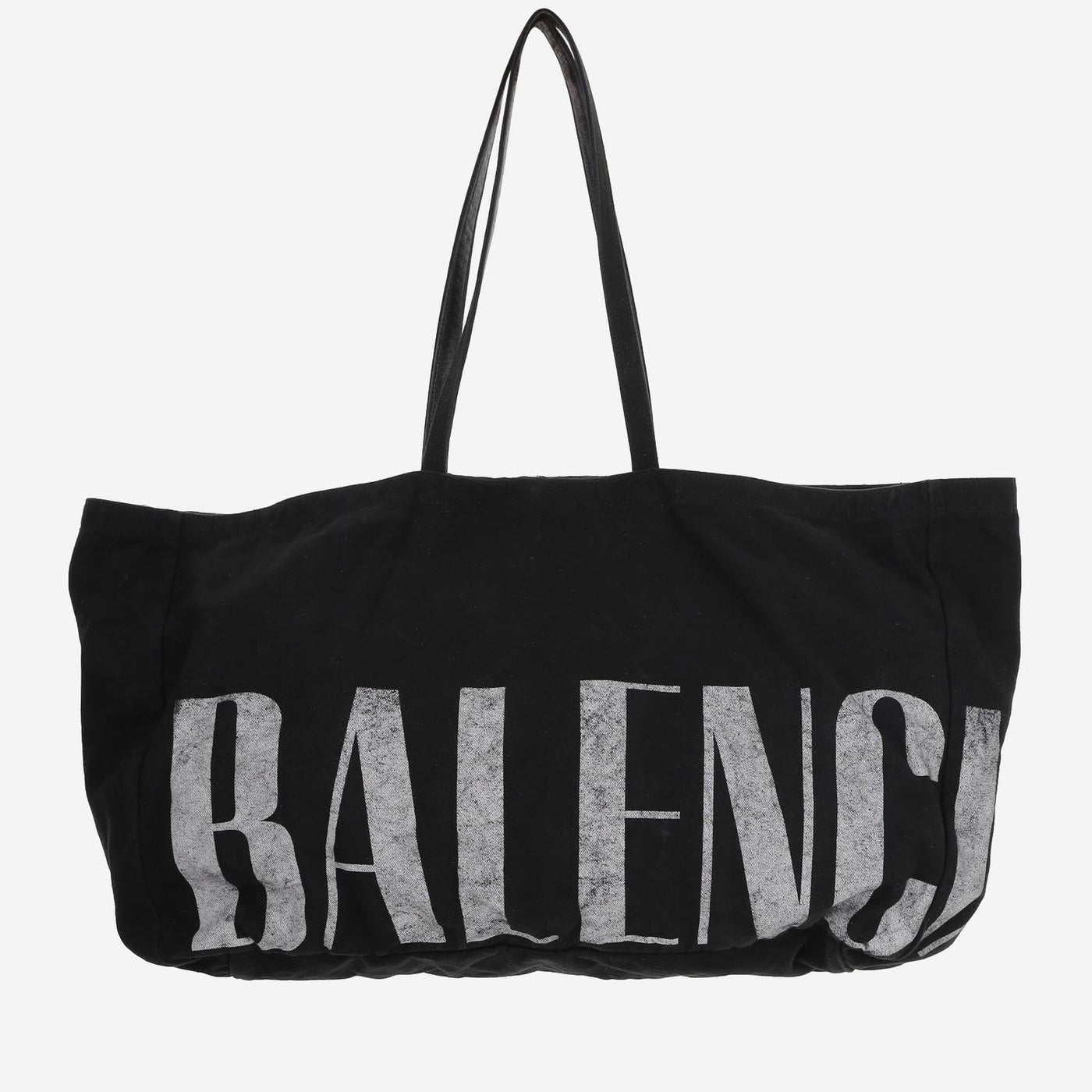 Balenciaga Logo-Embroidered Cotton Blend Tote Bag — Black