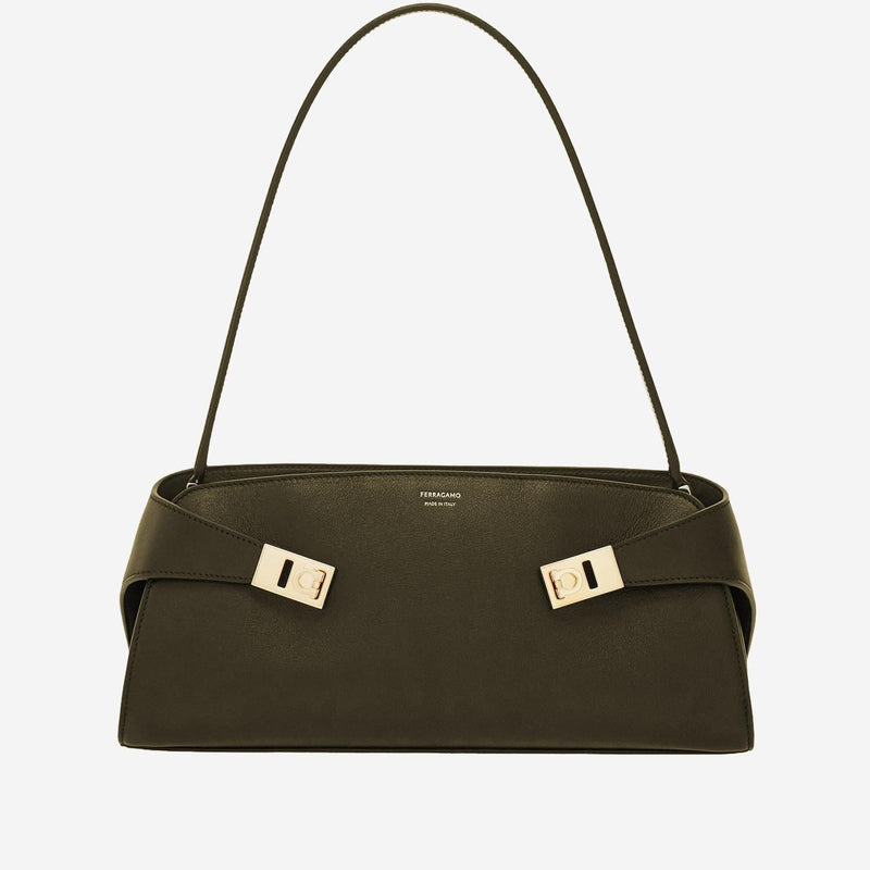 Ferragamo Hug Shoulder Bag — Green Leather