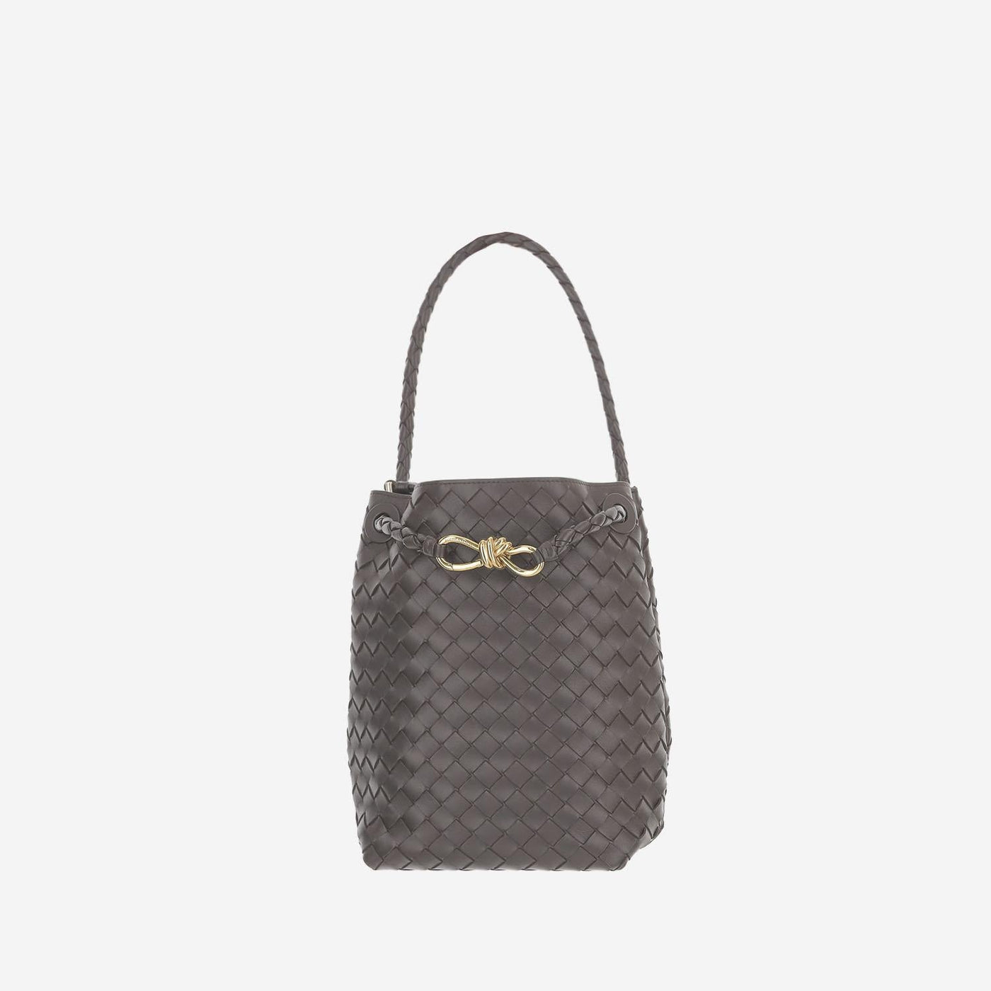 Bottega Veneta Andiamo Bucket Bag — Gray Lamb Skin