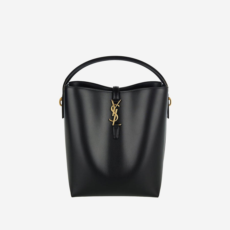 Saint Laurent Calfskin Leather Top Handle Bag — Black