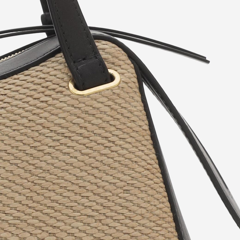 Jil Sander Leather And Raffia Shoulder Bag — Beige Polyamide
