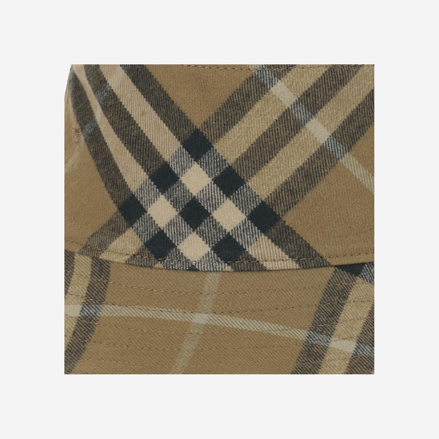 Burberry 8098533 Cotton Check Bucket Hat — Beige