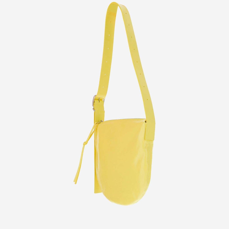 Jil Sander Crinkled Calfskin Shoulder Bag — Yellow