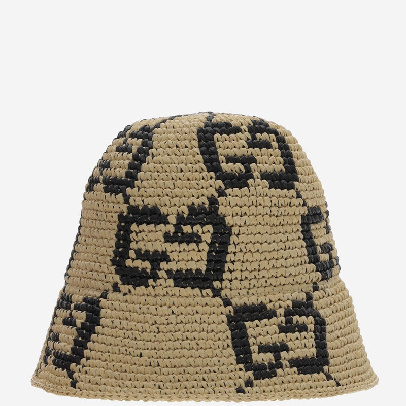 Gucci 795001 Gg Jacquard Raffia Bucket Hat — Beige Viscose