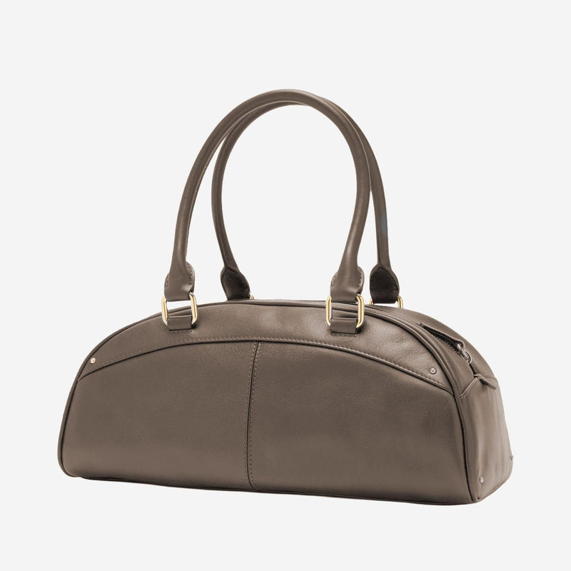 Chloé Leather Bowling Shoulder Bag — Taupe