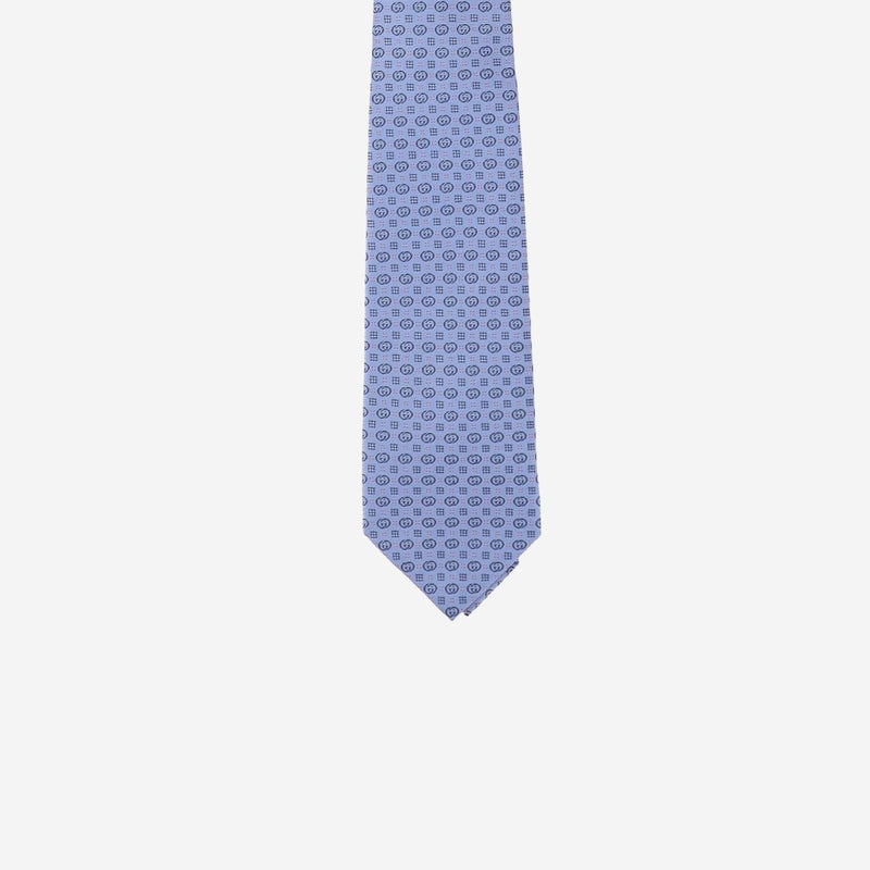 Gucci Gg Jacquard Silk Necktie — Light Blue Neckties