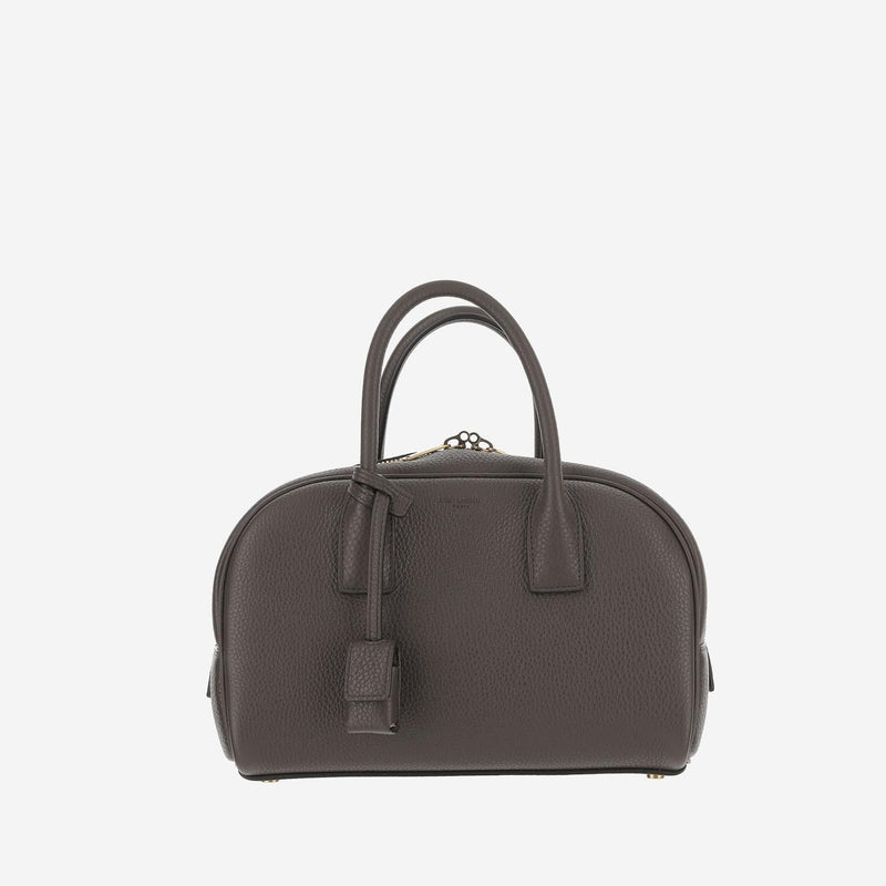 Saint Laurent Pebbled Leather Shoulder Bag — Gray