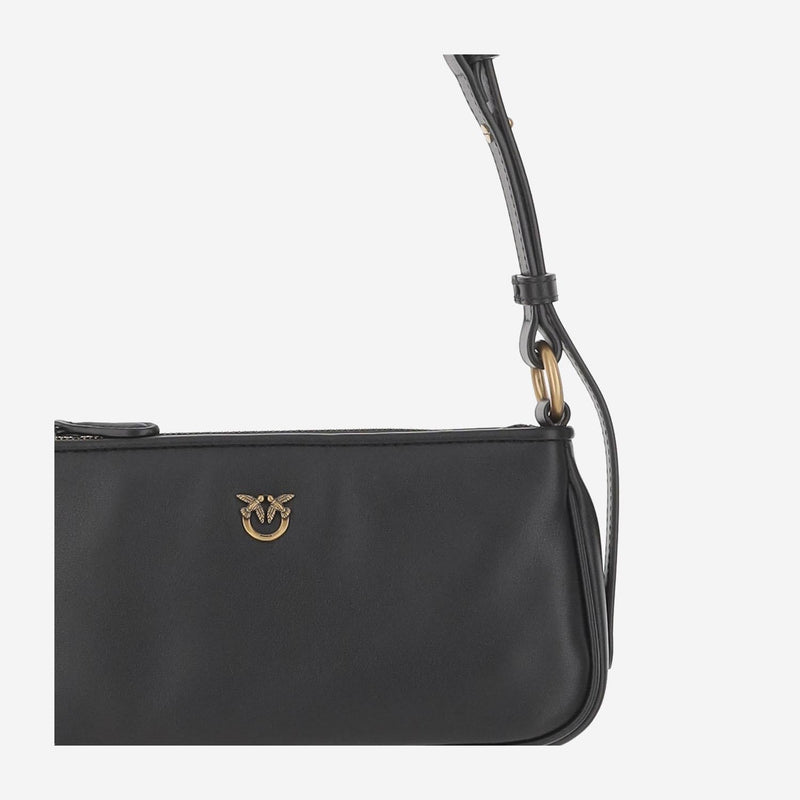 Pinko Half Moon Shoulder Bag — Black Leather