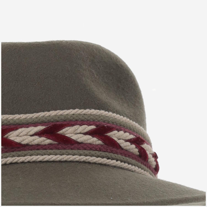 Alexia Alvarez De Toledo Greenhatbordeauxribbon Fedora Hat — Gray Wool Fedoras