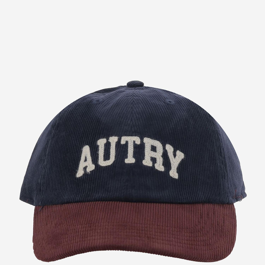 Autry Acpuq9bv Velvet Colorblock Baseball Cap — Navy Cotton Caps