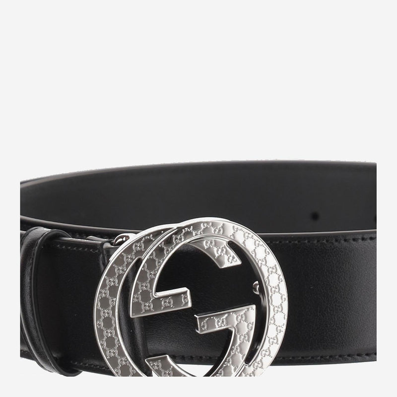 Gucci Double G Buckle Calfskin Belt — Black