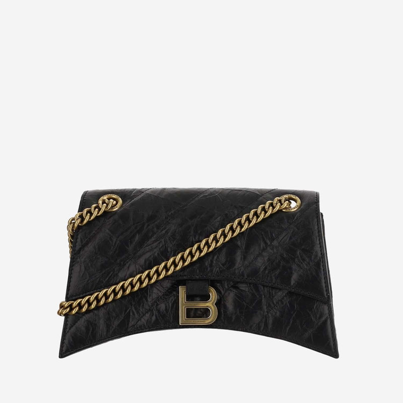 Balenciaga Hourglass Shoulder Bag — Black Calfskin