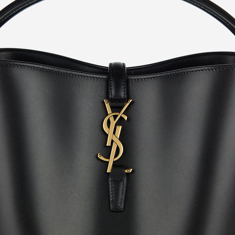 Saint Laurent Calfskin Leather Top Handle Bag — Black