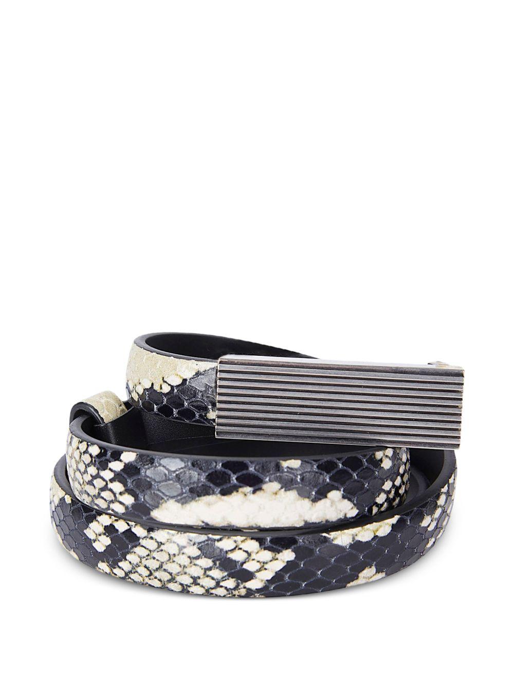 Khaite Python-Embossed Calfskin Belt — Beige Null