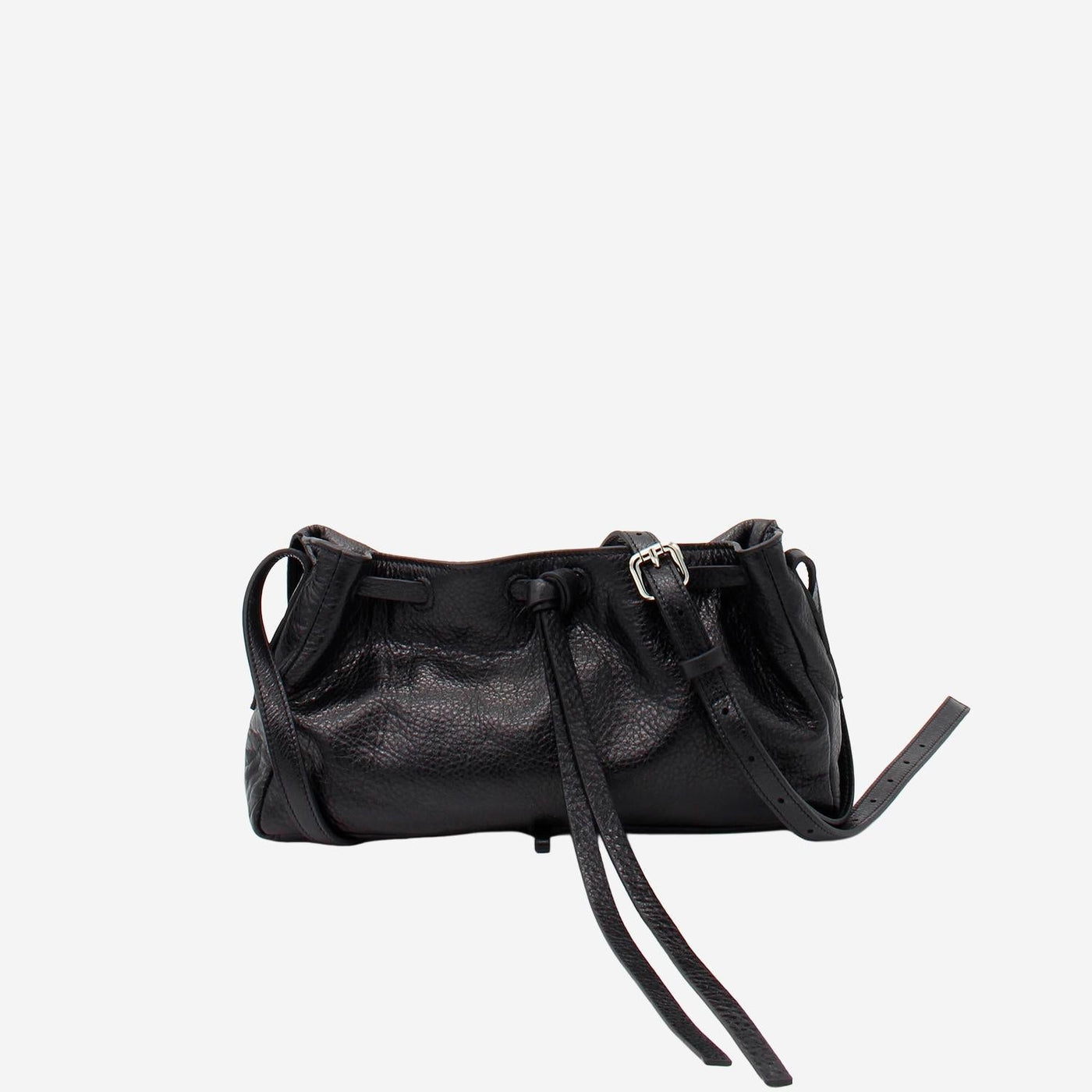 Radica Studio Hammered Nappa Leather Shoulder Bag — Black