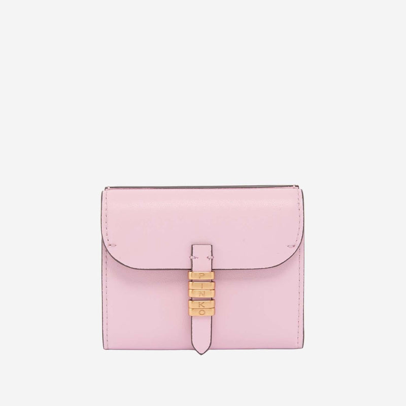 Pinko Leather With Logo Lettering Wallet — Pink