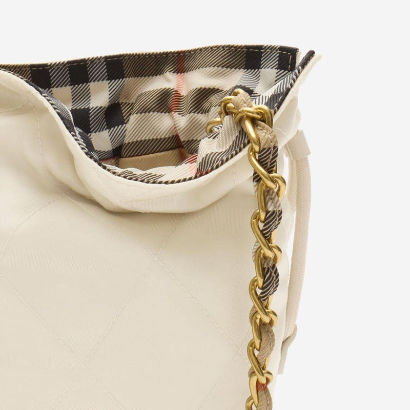 Burberry Quilted Nylon Reversible Shoulder Bag — White Polyamide