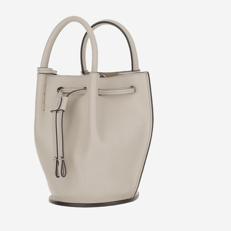 Tods Calfskin Bucket Bag — White