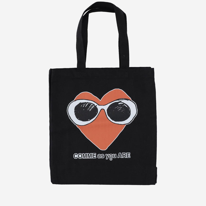 Black Score Graphic-Print Cotton Tote Bag —
