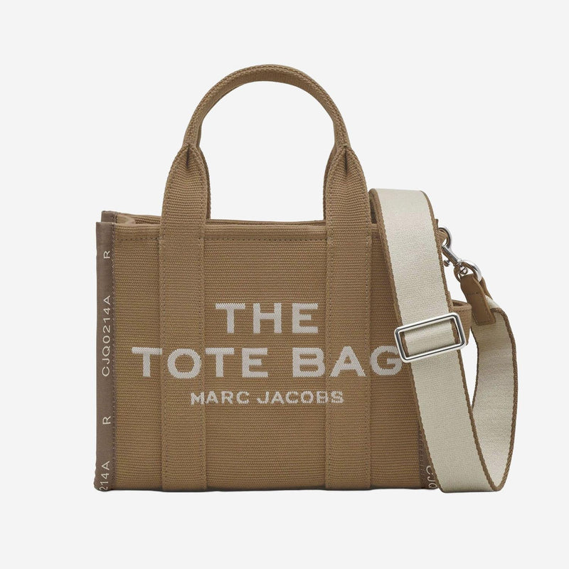 Marc Jacobs Logo-Embroidered Jacquard Tote Bag — Beige Cotton