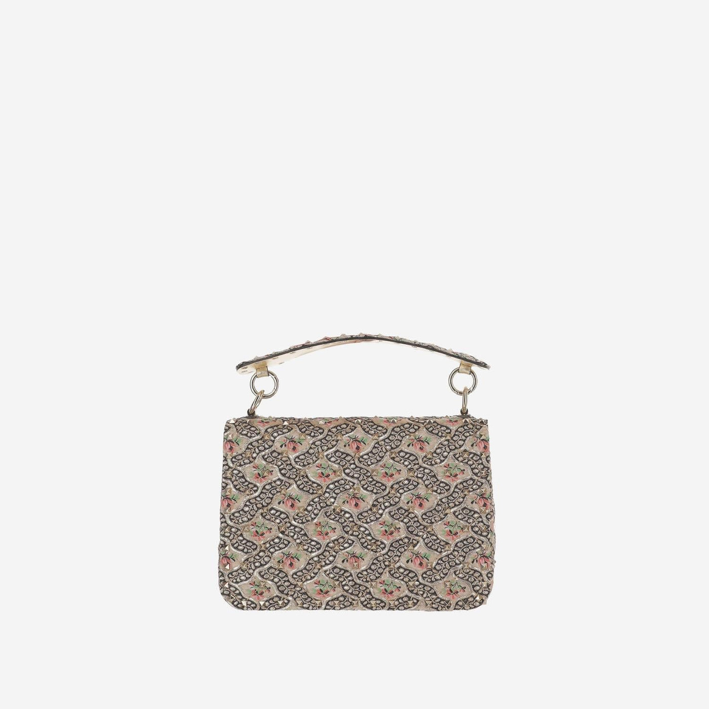 Valentino Garavani Shoulder Bag — Rose Gold Leather And Fabric
