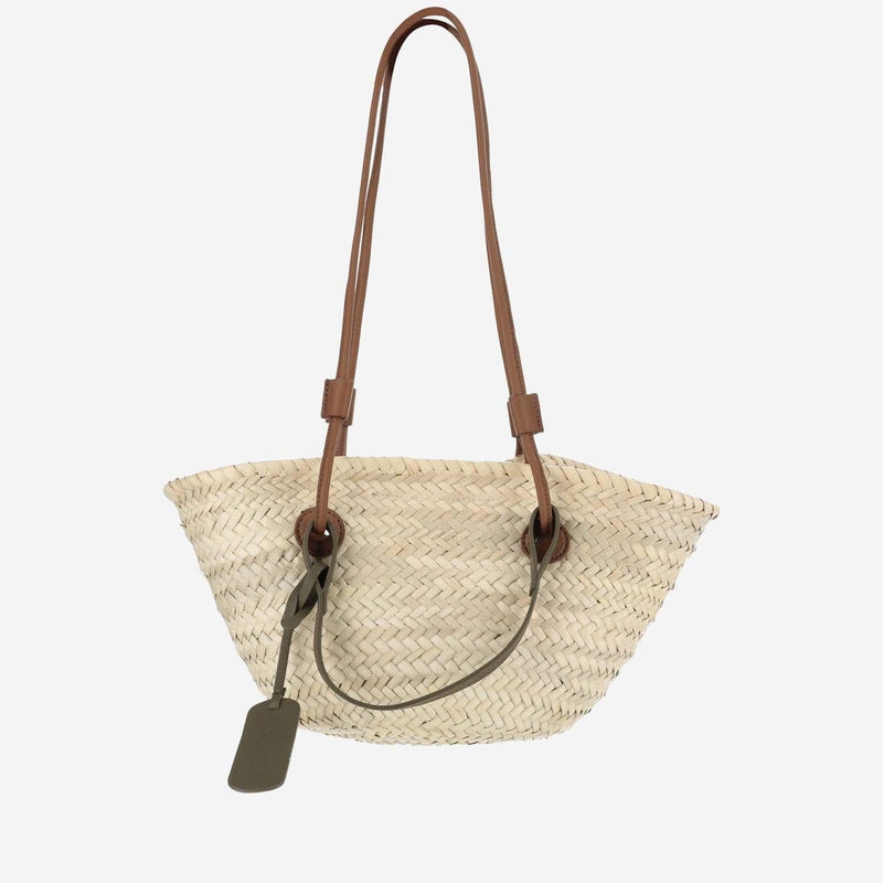 Filippo Catarzi Woven Straw Shoulder Bag — Beige