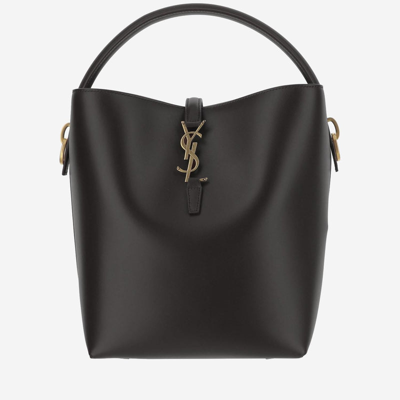 Saint Laurent Glossy Leather Shoulder Bag — Black