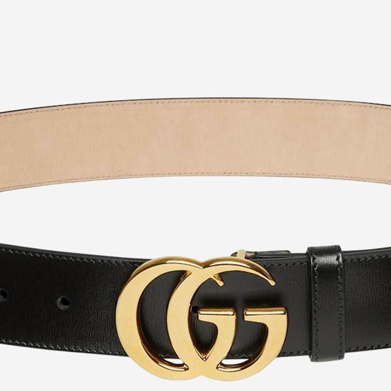 Gucci Logo-Buckle Leather Belt — Black