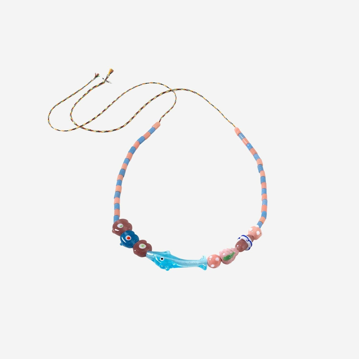 Sorbet Island Dolphin Charm Glass Bead Necklace — Multicolor Beads Necklaces