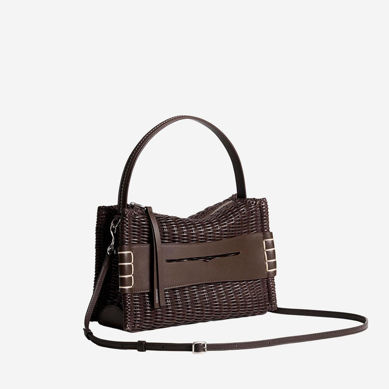 Jw Anderson Hand-Woven Leather Shoulder Bag — Brown