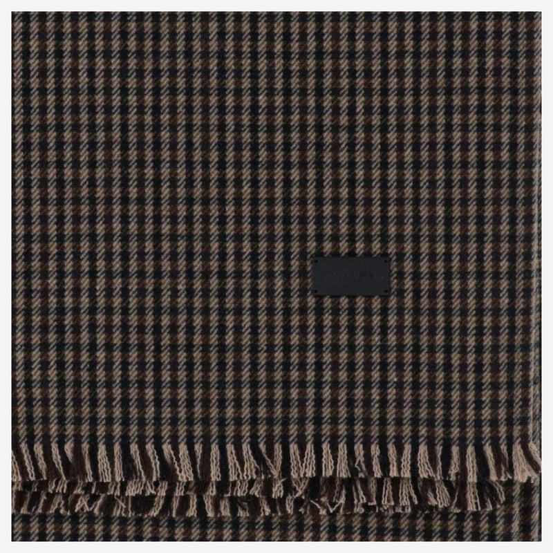 Saint Laurent Vichy Pattern Wool Blend Scarf — Gray Scarfs