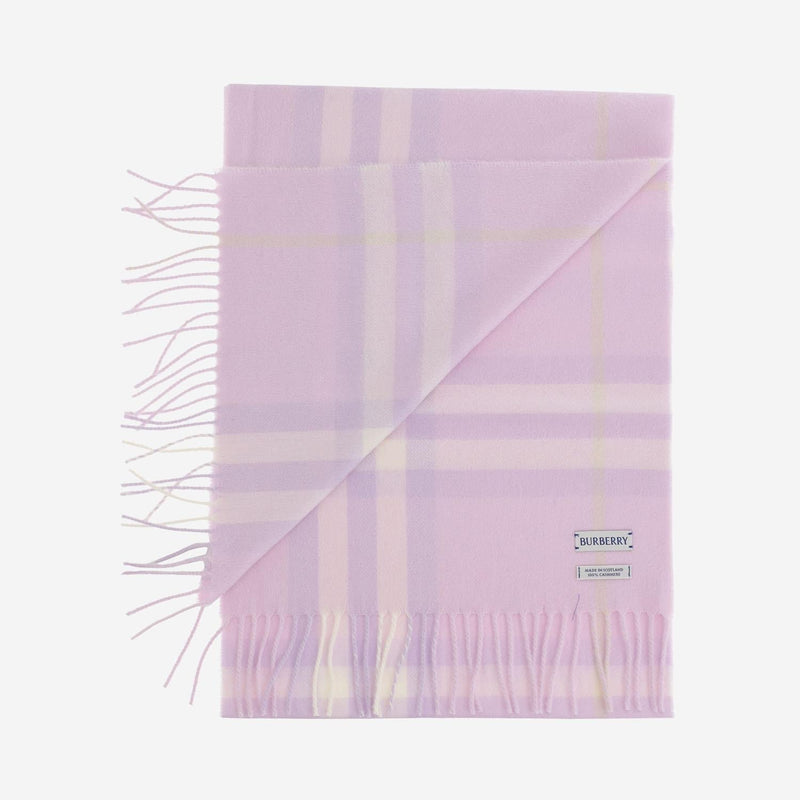 Burberry Check-Patterned Cashmere Scarf — Pink Scarfs