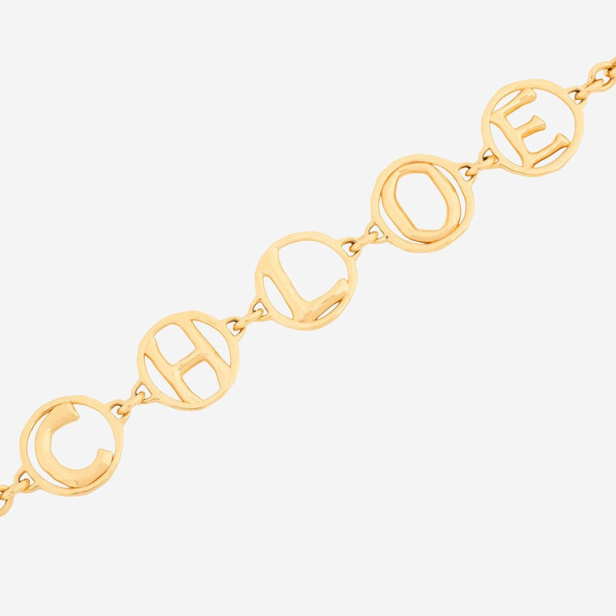 Chloé Logo Script Choker — Gold Brass Neckties