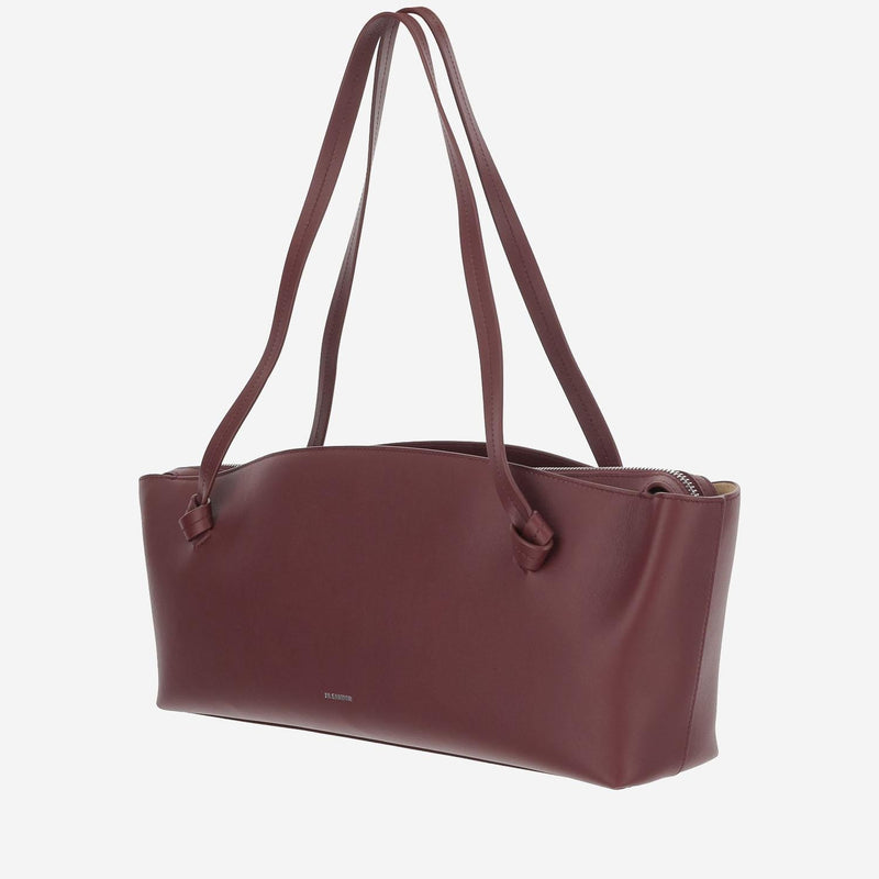 Jil Sander Leather Shoulder Bag — Burgundy