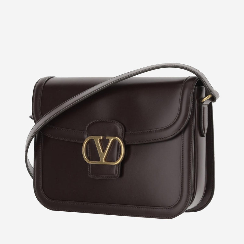 Valentino Garavani Vlogo Shoulder Bag — Brown Calfskin