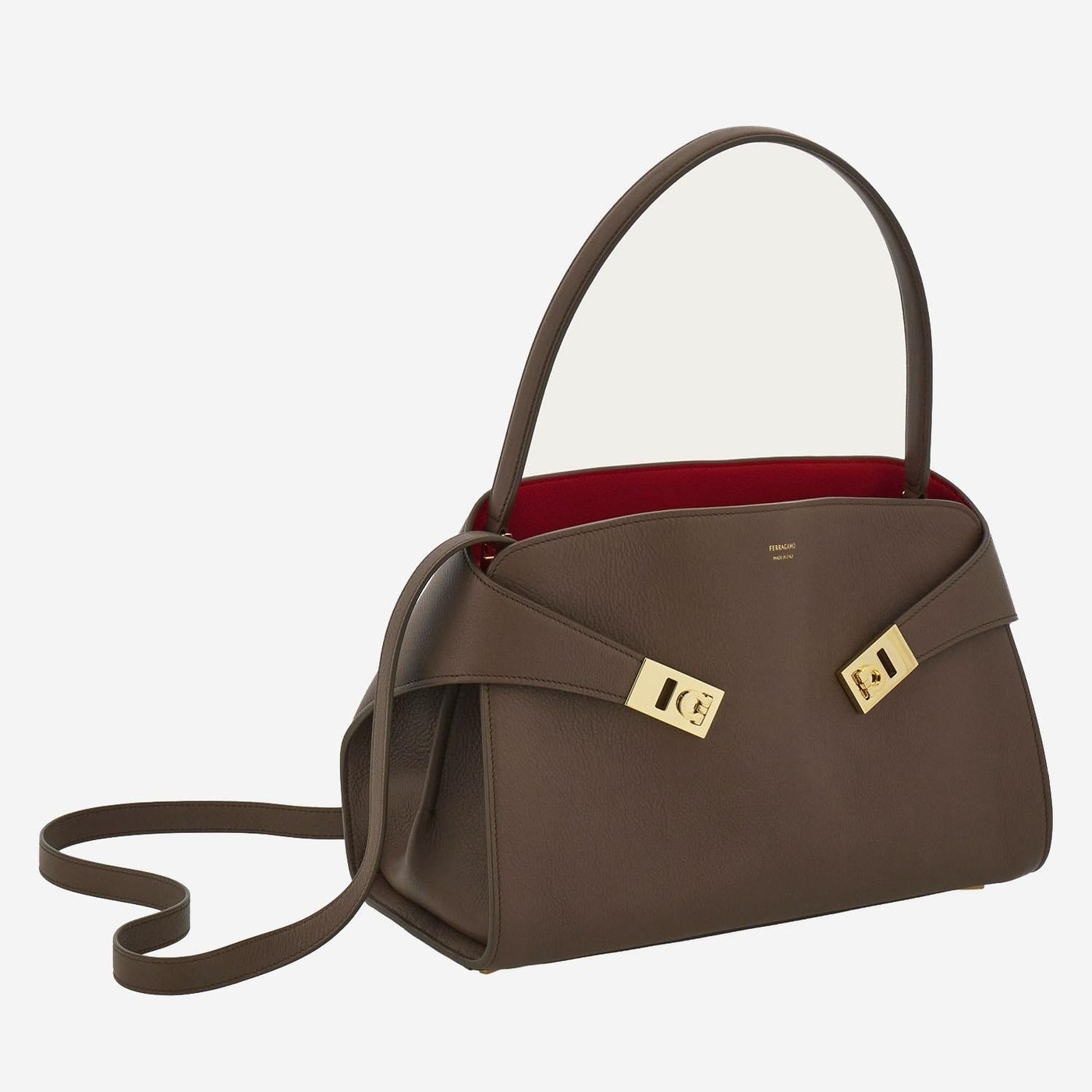Ferragamo Hug Shoulder Bag — Brown Leather