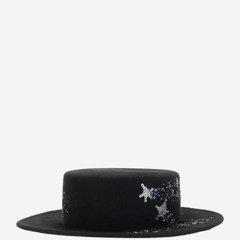 Ruslan Baginskiy Cnt033fzor2 Embroidered Wool Felt Hat — Black Flat Caps